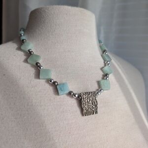 Artisan Silver and Mint Necklace